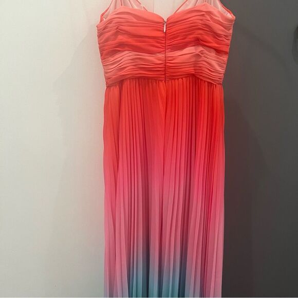 AMUR Maxi Gown Dress Pink Blue Emmett Pleated Ombre Gradient Sleeveless size 6 - Picture 6 of 11